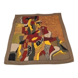 Vintage Picasso Style Abstract Art Scarf Geometric Figure One Size
